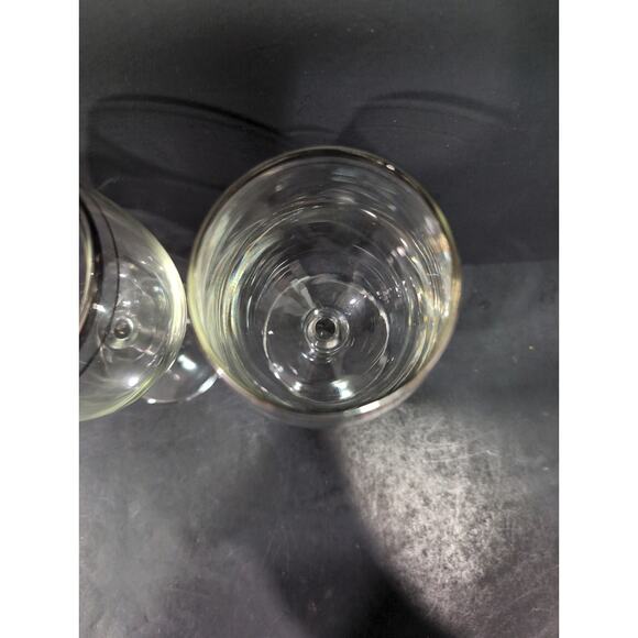 Silver Rimmed Wine Glasses, Set of 2, Vintage Stemware, Midcentury 10 Oz Barware - Picture 6 of 9
